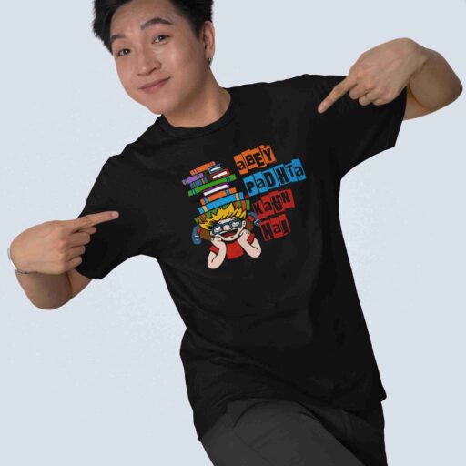 Abey Padhta Kaun Hai – Black Printed T-Shirt – Funny Student Quote Tee abey padhta kaun hai tshirt7