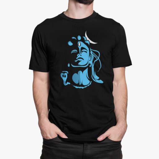 Lord Shiva Adiyogi Black T-Shirt for Men – Blue Print Cotton Tee | Mahadev Spiritual Wear adiyogi shiva blue black tshirt 4