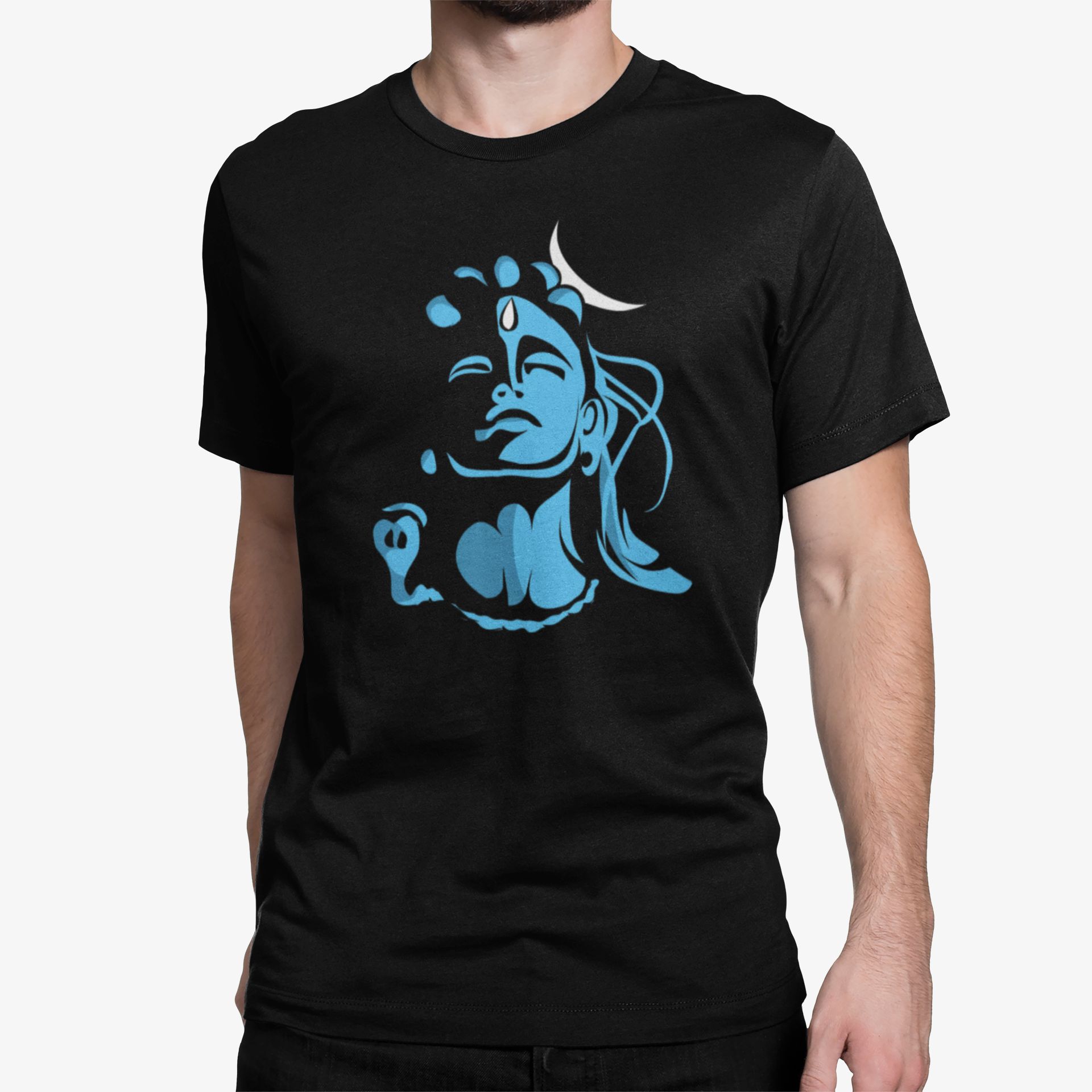 Lord Shiva Adiyogi Black T-Shirt for Men – Blue Print Cotton Tee | Mahadev Spiritual Wear adiyogi shiva blue black tshirt 6