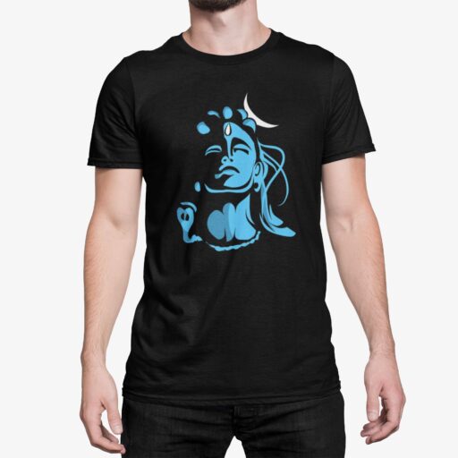 Lord Shiva Adiyogi Black T-Shirt for Men – Blue Print Cotton Tee | Mahadev Spiritual Wear adiyogi shiva blue black tshirt 7