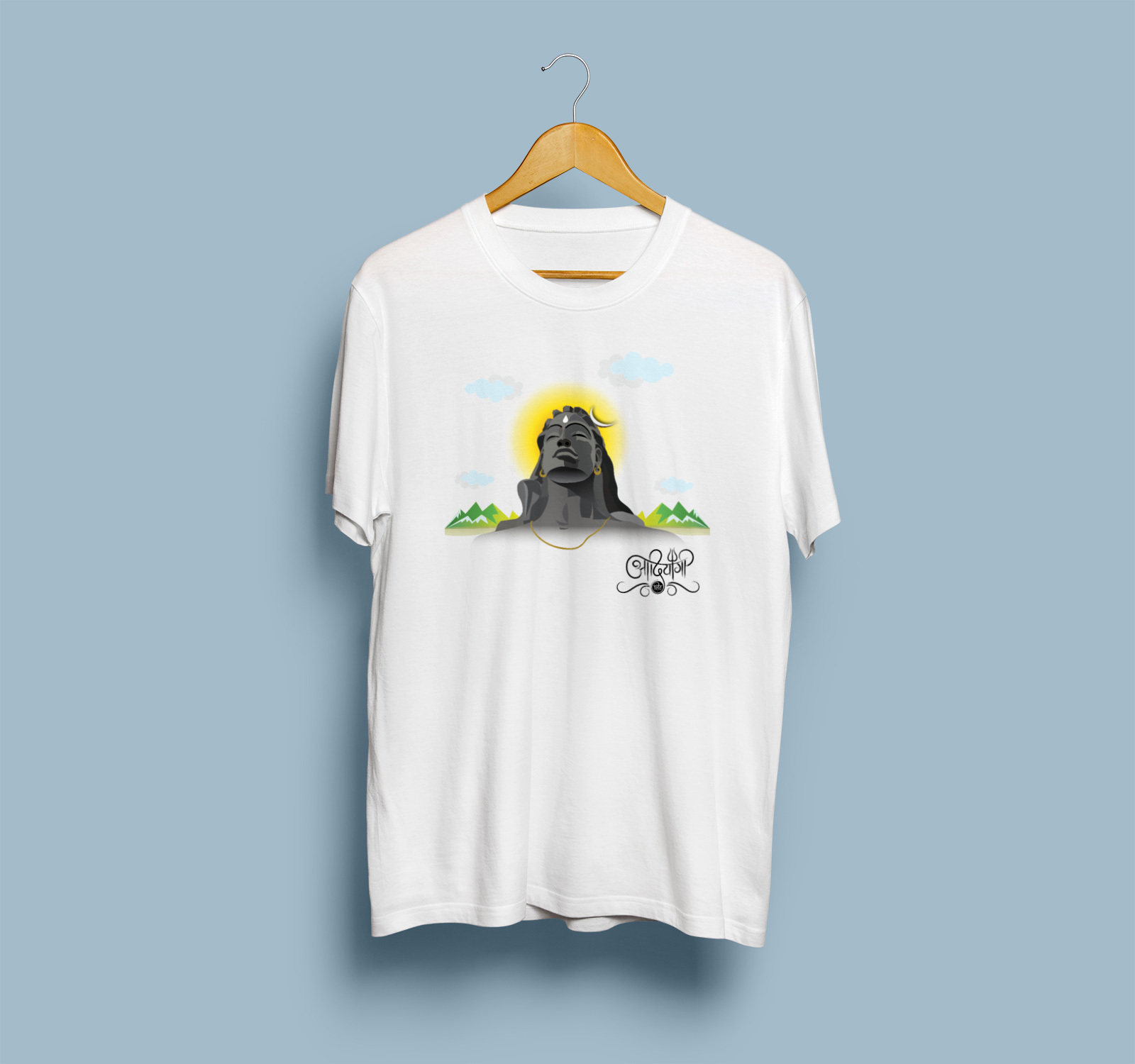 Adiyogi Shiva White T-Shirt | Spiritual Printed Cotton Tee for Men & Women adiyogi white printed tshirt