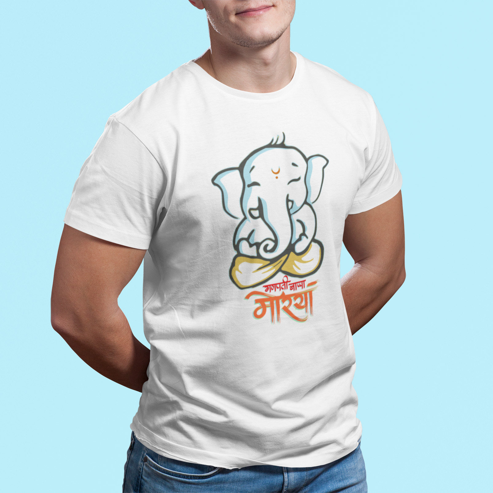 ‘Baal Ganesha’ Morya Baal Ganesha White T-Shirt baal ganesha morya white 1