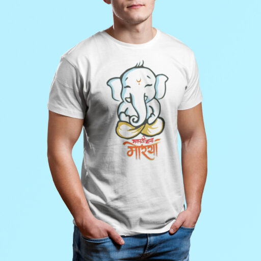 ‘Baal Ganesha’ Morya Baal Ganesha White T-Shirt baal ganesha morya white 2