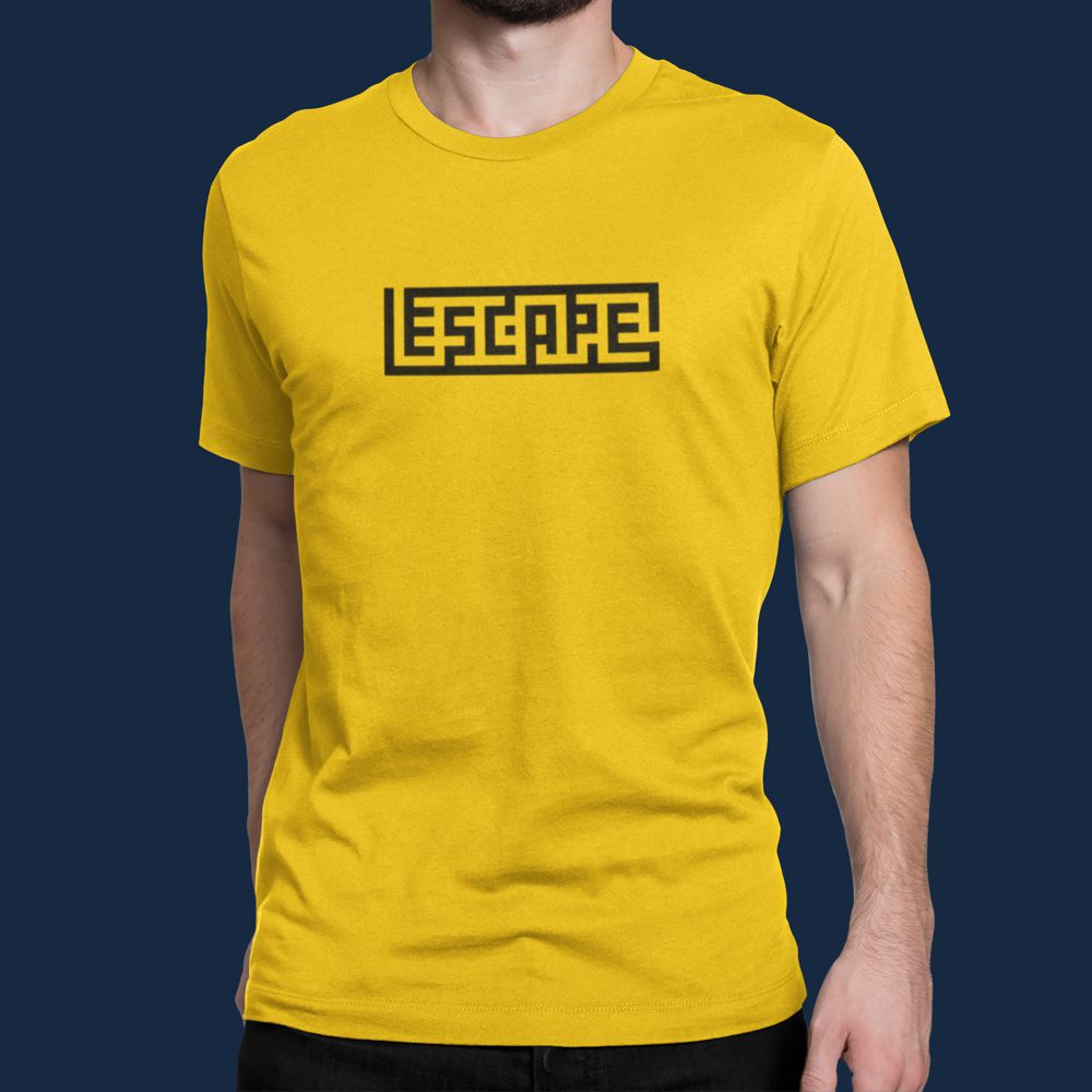 Escape – Mustard Yellow Printed T-Shirt – Maze Graphic Cotton Tee escape mustard yellow tshirt2
