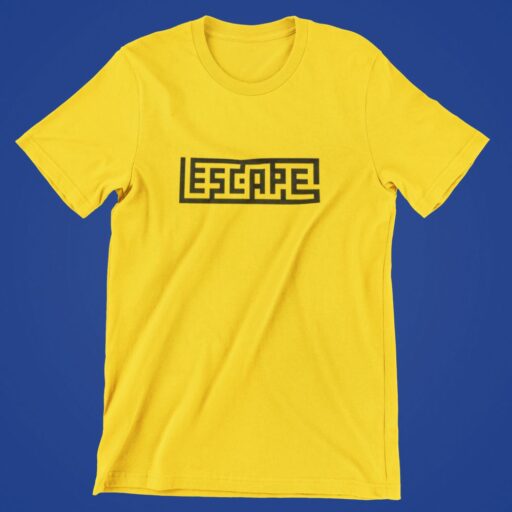 Escape – Mustard Yellow Printed T-Shirt – Maze Graphic Cotton Tee escape mustard yellow tshirt4