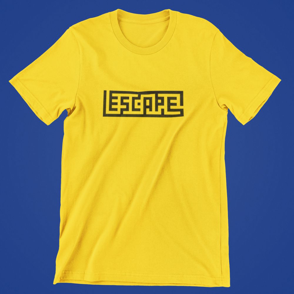Escape – Mustard Yellow Printed T-Shirt – Maze Graphic Cotton Tee escape mustard yellow tshirt4