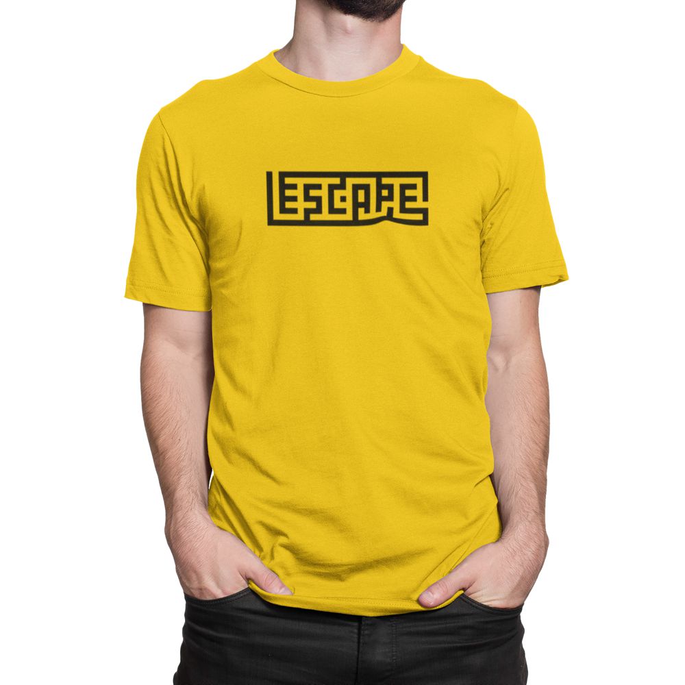 Escape – Mustard Yellow Printed T-Shirt – Maze Graphic Cotton Tee escape mustard yellow tshirt5