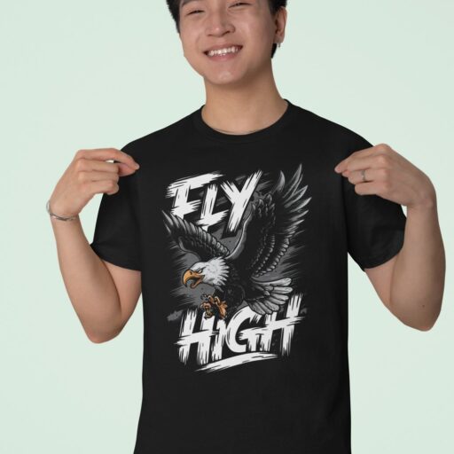 fly high eagle black tshirt6
