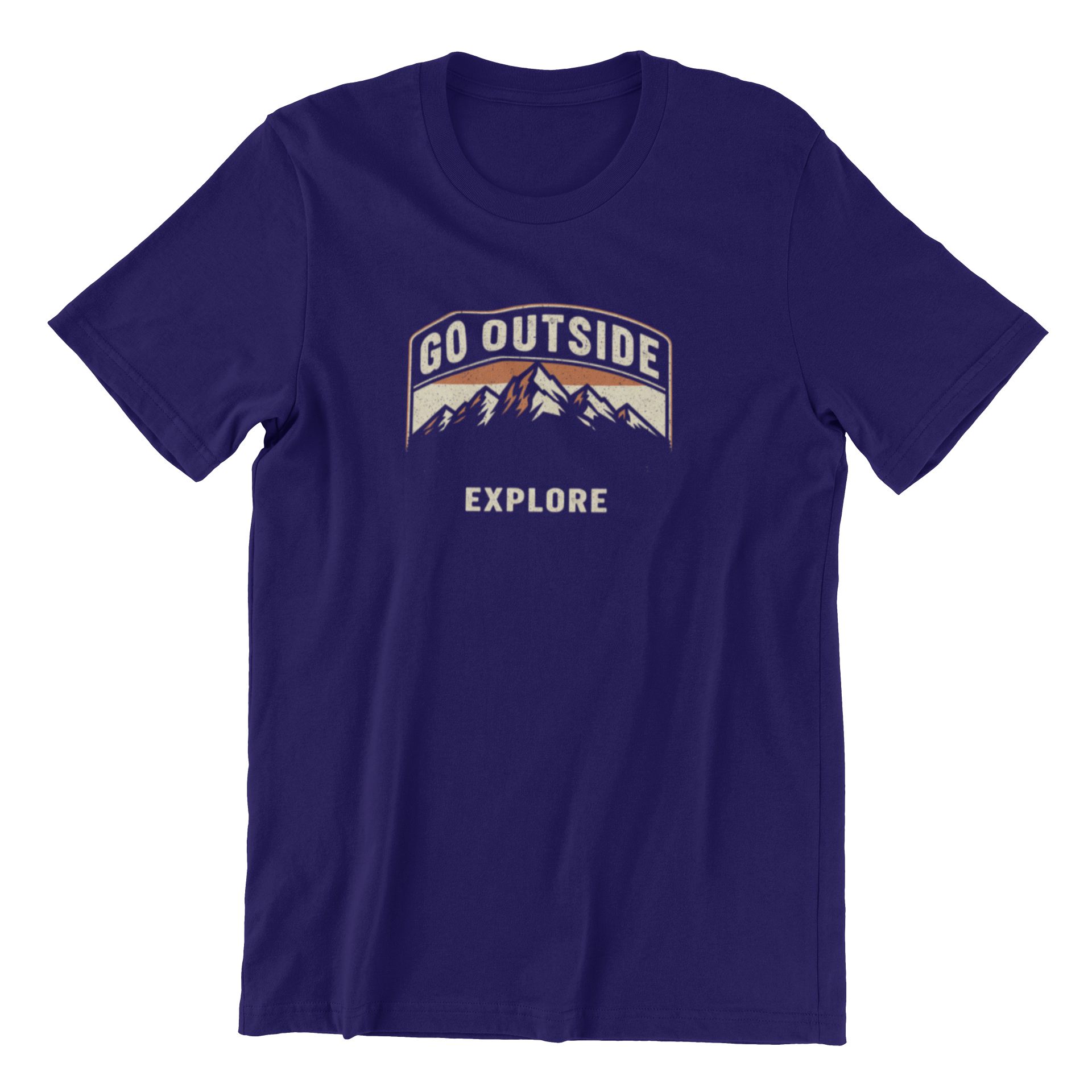 Go Outside Explore T-Shirt – Navy Blue Mountain Graphic Outdoor Adventure Tee go outside explore navy 6