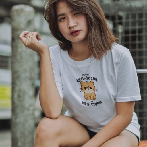 I Am Not Anti-Social, I Am Anti-Stupid – White Cotton T-Shirt – Sarcastic Quote Tee i am not anti social 8