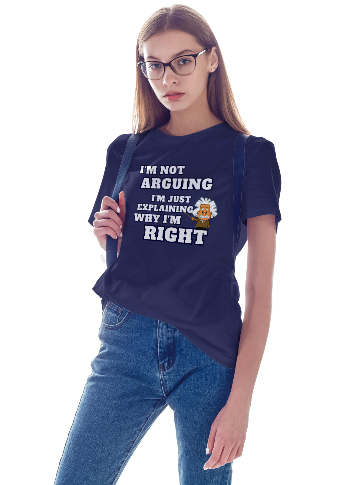 I Am Not Arguing Quote T-shirt – Funny Navy Blue Cotton Tee i am not arguing navy tshirt woman model2