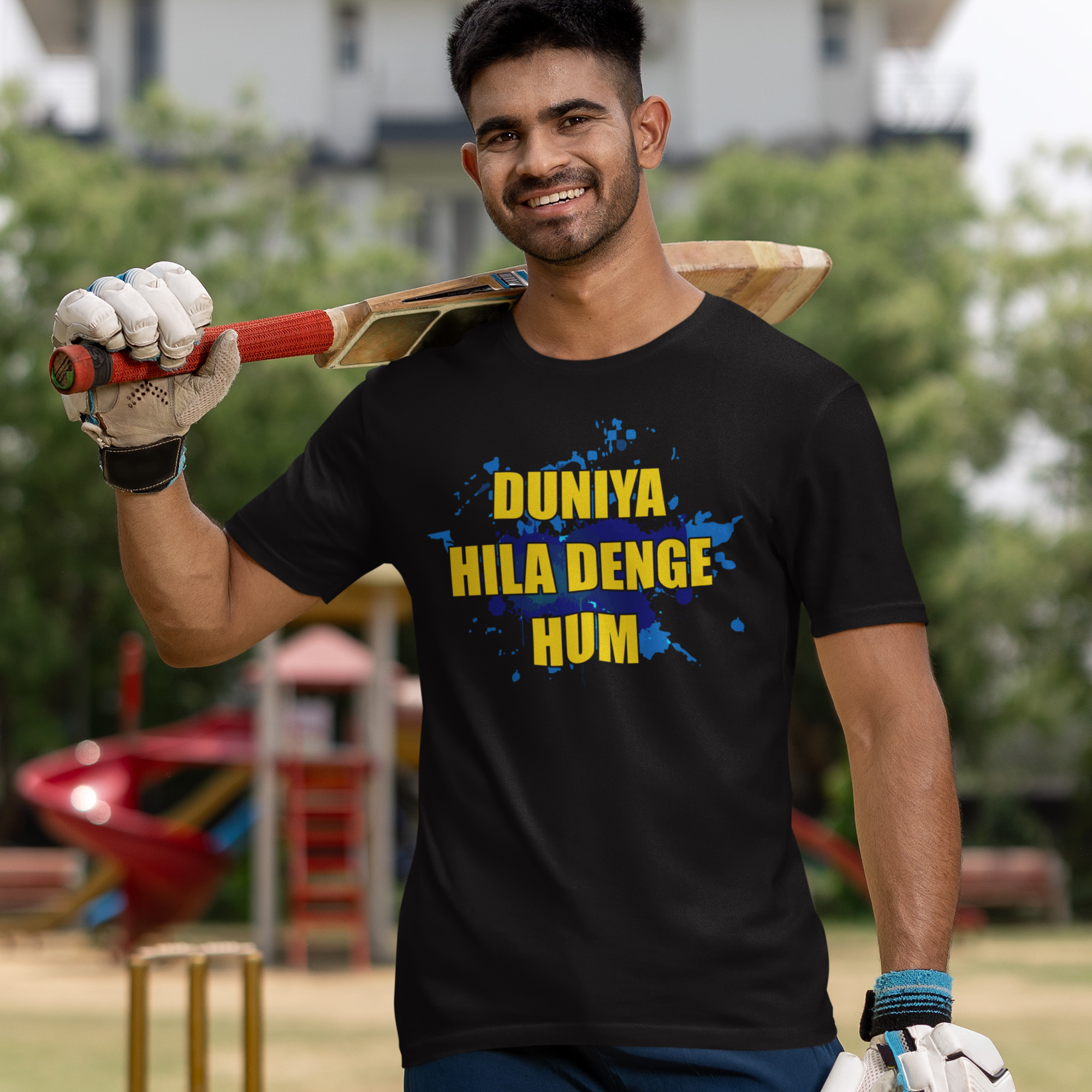 Duniya Hila Denge Hum – Black T-shirt ipl fan duniya hila denge hum tshirt1