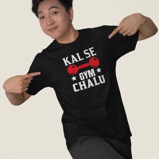 kal se gym chalu gym tshirt black model5
