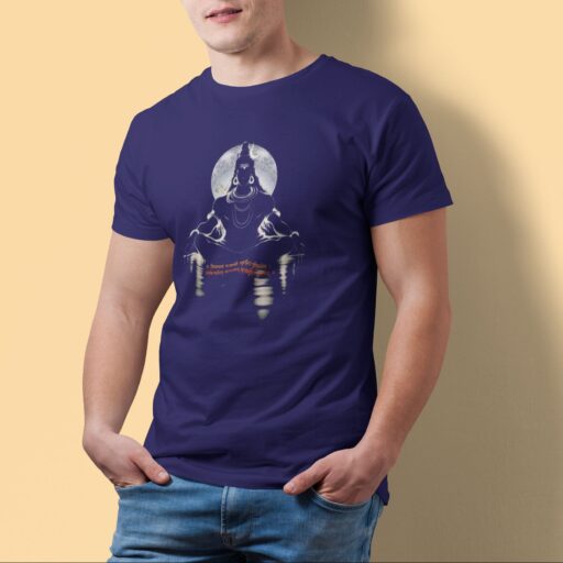 Mahadev – Mrityunjay Mantra – Navy Blue Printed T-Shirt – Spiritual Sanskrit Graphic Tee mahadev mritunjay navy 5