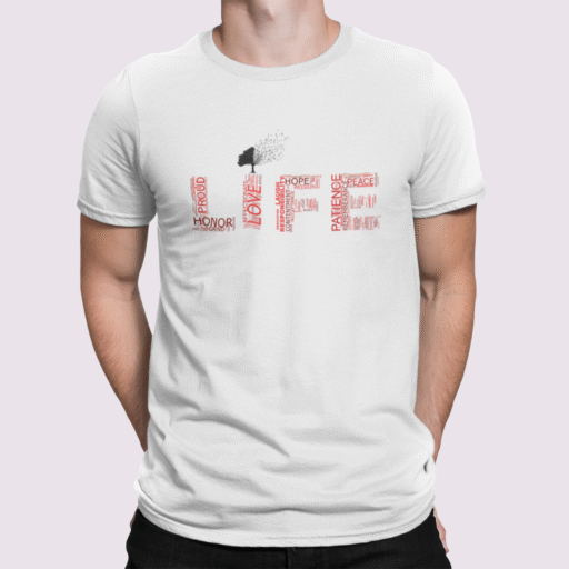 “Meaning of Life” word cloud White Statement T-Shirt meaning of life wordcloud model3