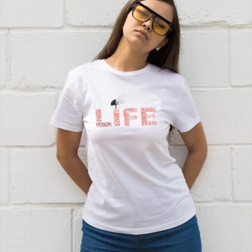 “Meaning of Life” word cloud White Statement T-Shirt meaning of life wordcloud model7
