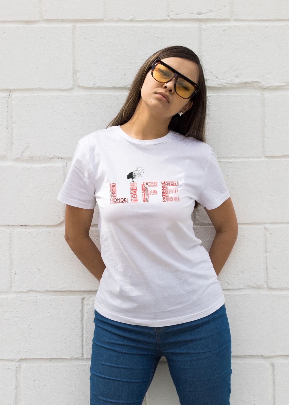 “Meaning of Life” word cloud White Statement T-Shirt meaning of life wordcloud model7