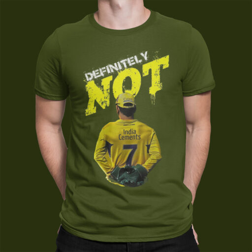 mens ipl csk printed dhoni definitely not msd quote olive t shirt3