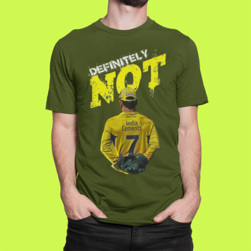 mens ipl csk printed dhoni definitely not msd quote olive t shirt4