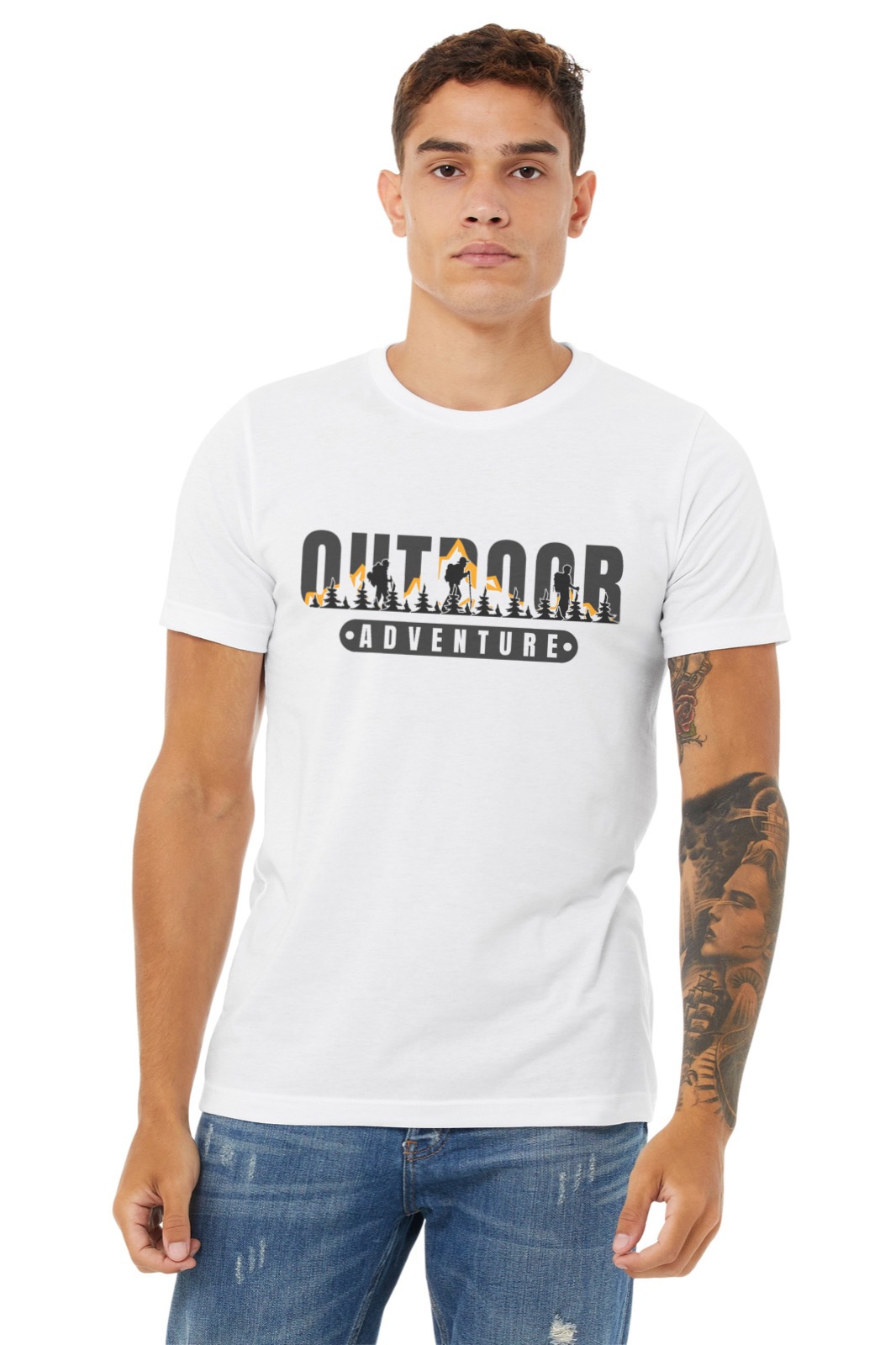Outdoor Adventure – White Travel T-shirt outdoor adventure white tshirt model1
