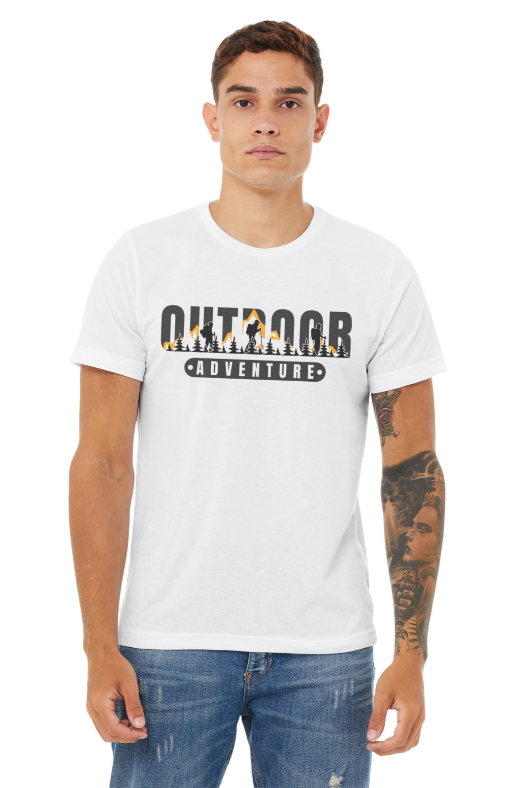 Outdoor Adventure – White Travel T-shirt outdoor adventure white tshirt model2