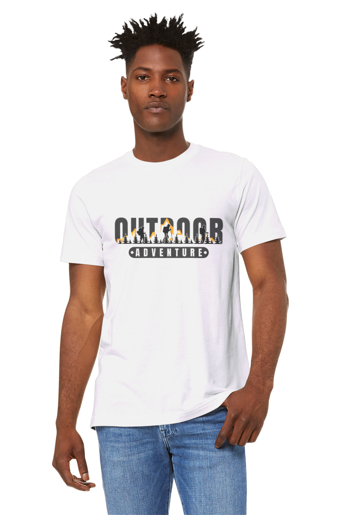 Outdoor Adventure – White Travel T-shirt outdoor adventure white tshirt model3