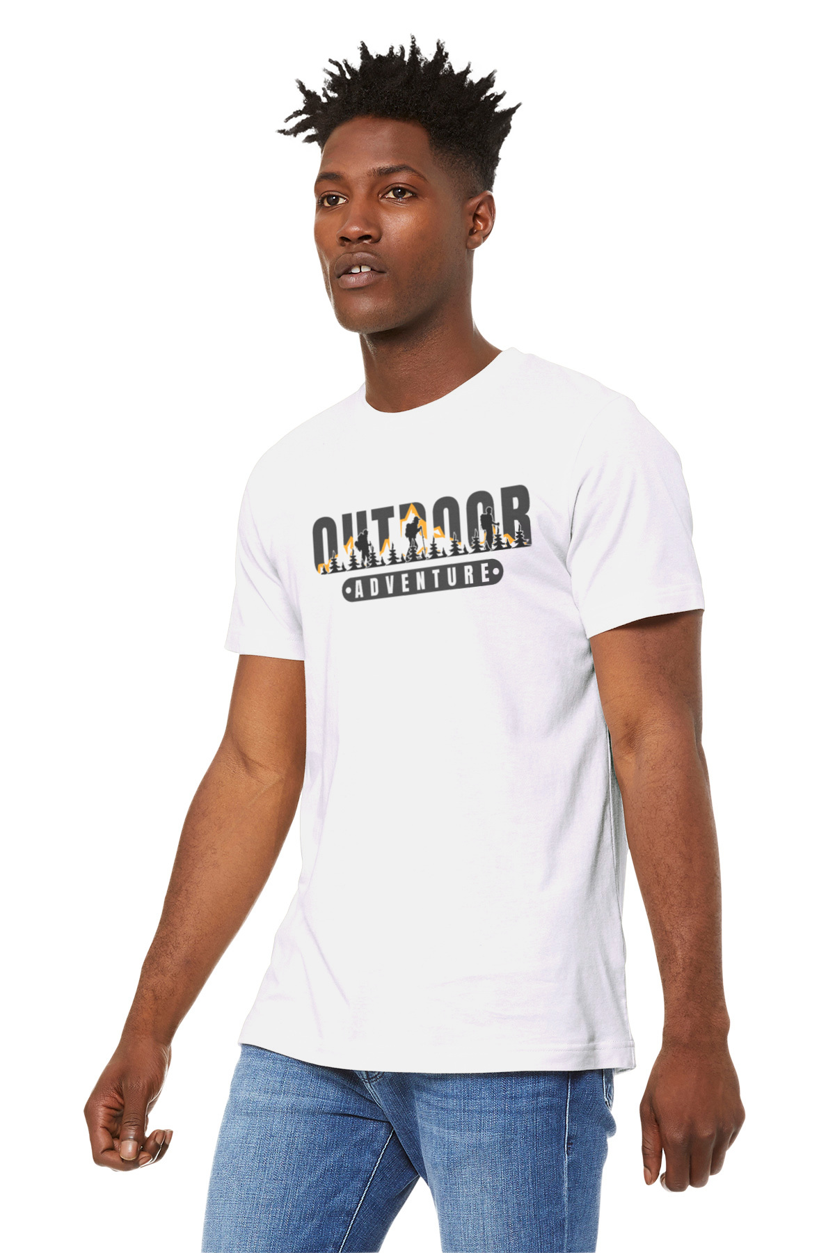 Outdoor Adventure – White Travel T-shirt outdoor adventure white tshirt model4