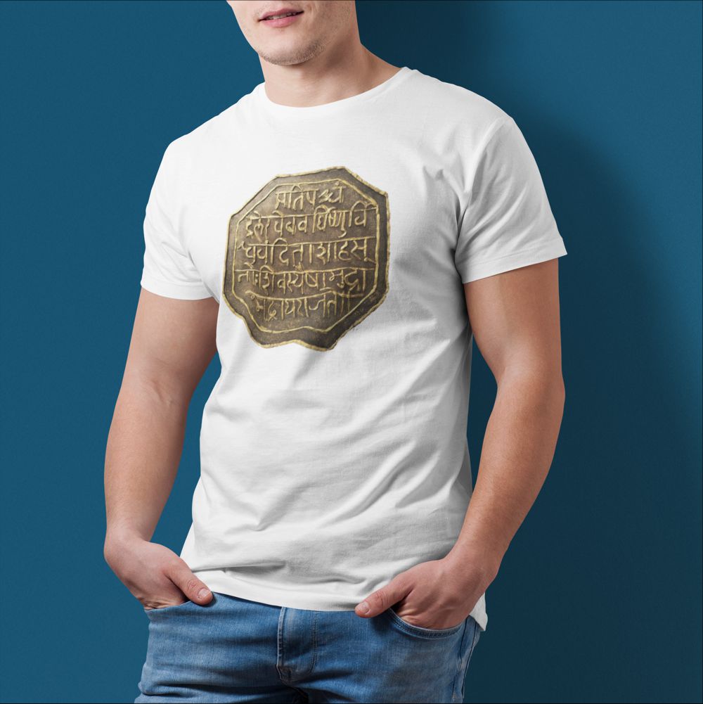 Shivrajmudra – White Printed T-Shirt – Spiritual Graphic Tee shivrajmudra white 2