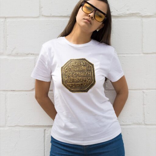 Shivrajmudra – White Printed T-Shirt – Spiritual Graphic Tee shivrajmudra white 3
