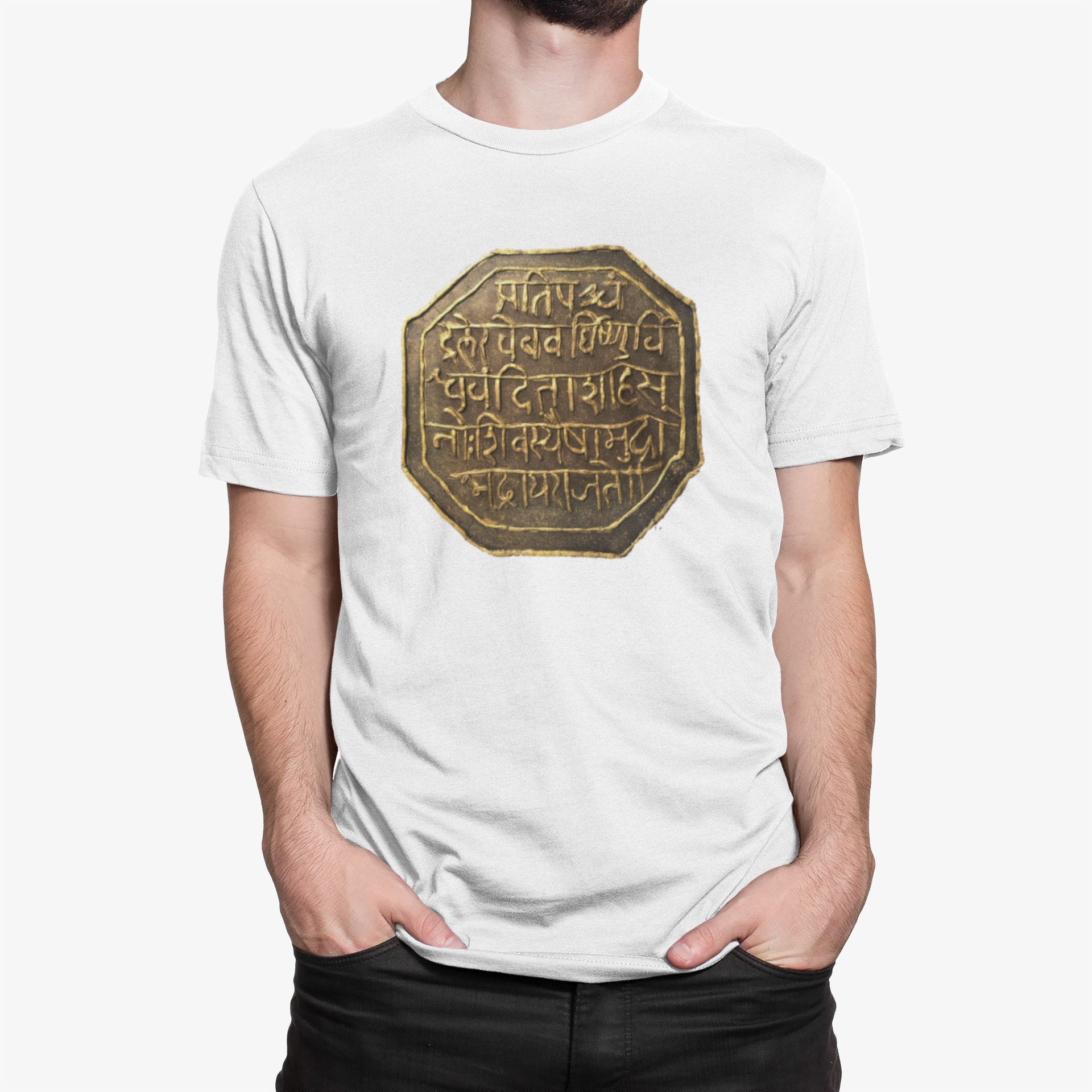 Shivrajmudra – White Printed T-Shirt – Spiritual Graphic Tee shivrajmudra white 5