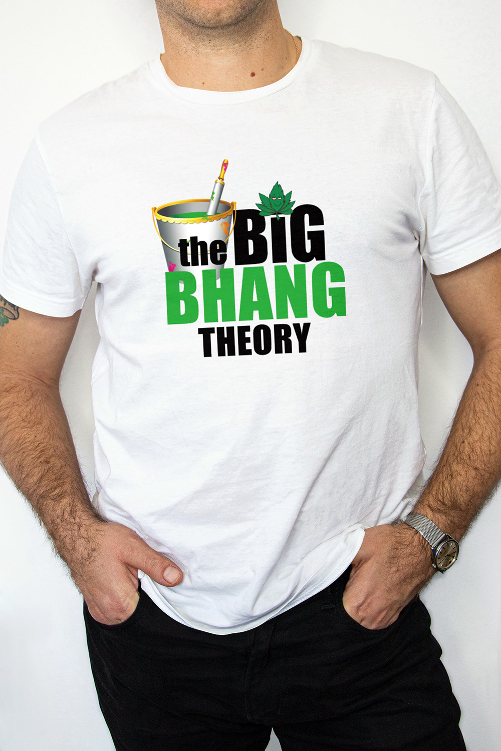 The Big Bhang Theory – Funny White T-shirt the big bhang theory tshirt model3