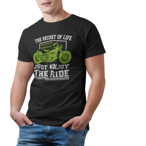 the secret of life just enjoy the ride biker tshirt black 1