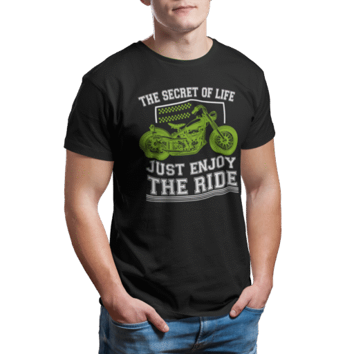 The Secret of Life – Just Enjoy the Ride! – Black Biker T-shirt the secret of life just enjoy the ride biker tshirt black 2