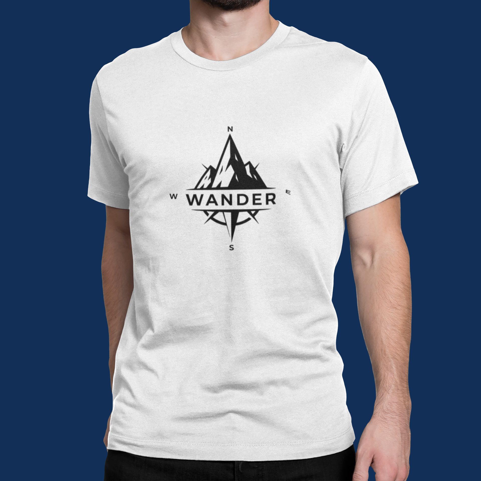 Wander Mountain Compass T-Shirt – White Adventure Outdoor Tee (Short Sleeve) wander compass minimal white tshirt 5