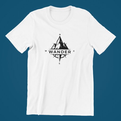 Wander Mountain Compass T-Shirt – White Adventure Outdoor Tee (Short Sleeve) wander compass minimal white tshirt 6